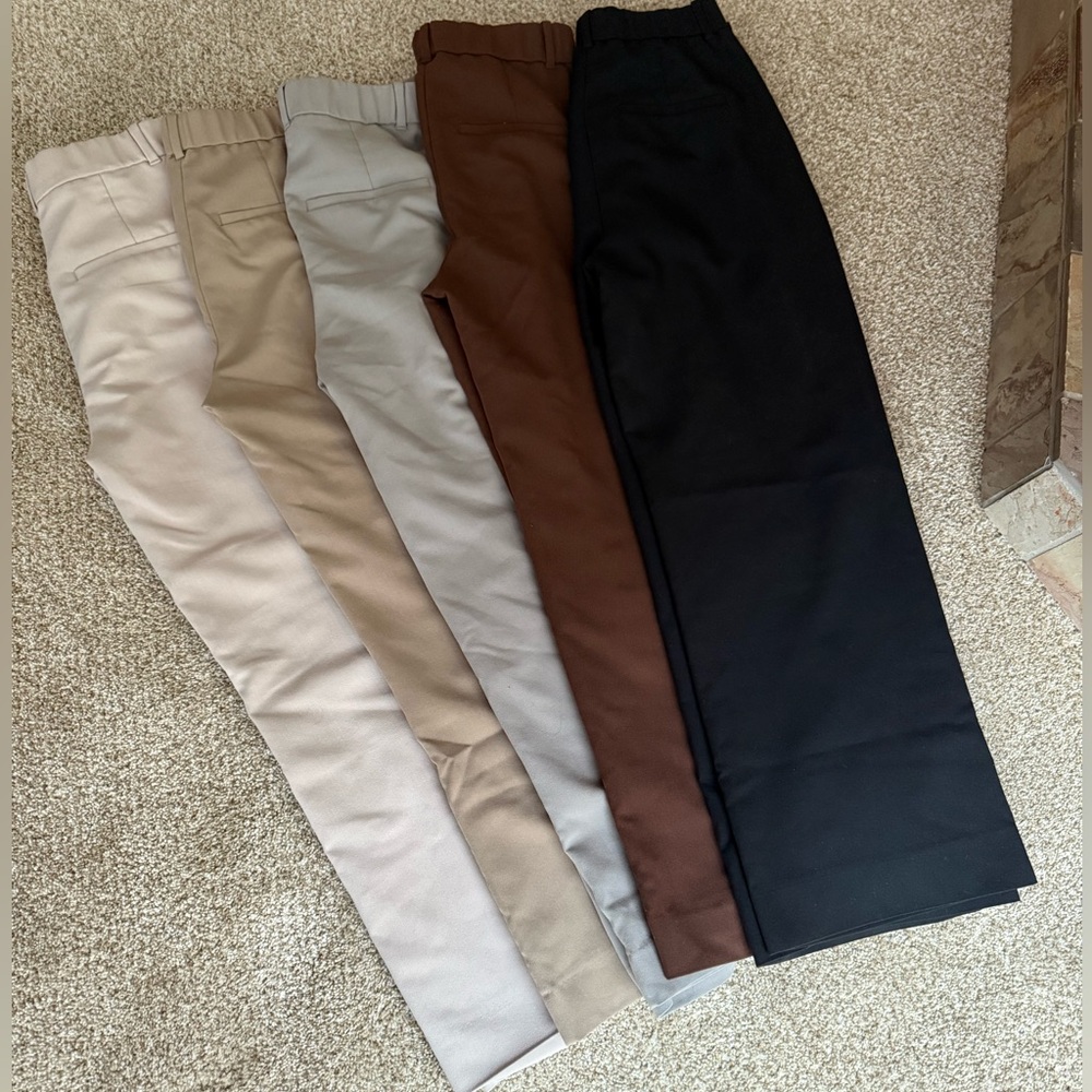 A&F Women’s Sloan Tailored Wide Leg Pants 4 pair dark brown pair removed